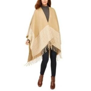 MSRP $79‎ Charter Club Reversible Plaid Colorblocked Topper Scarf Beige One Size